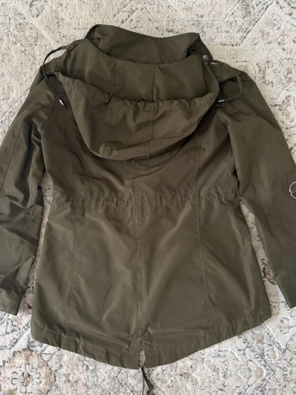 Michael Kors Olive Green Hooded Anorak Rain Jacket